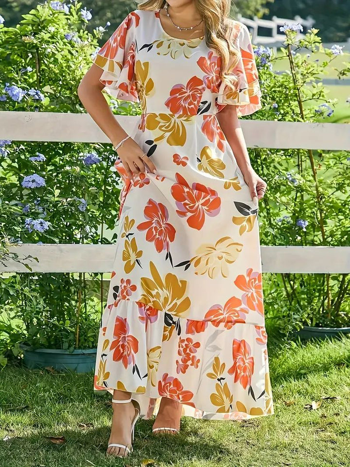 Floral Maxi Dress with Short Sleeves