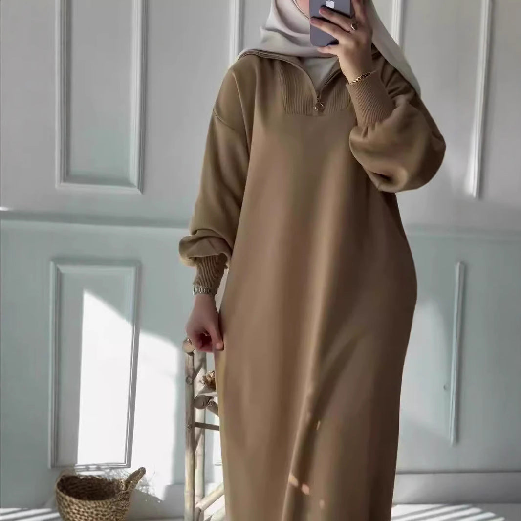 Hooded Midi Dress with Zip