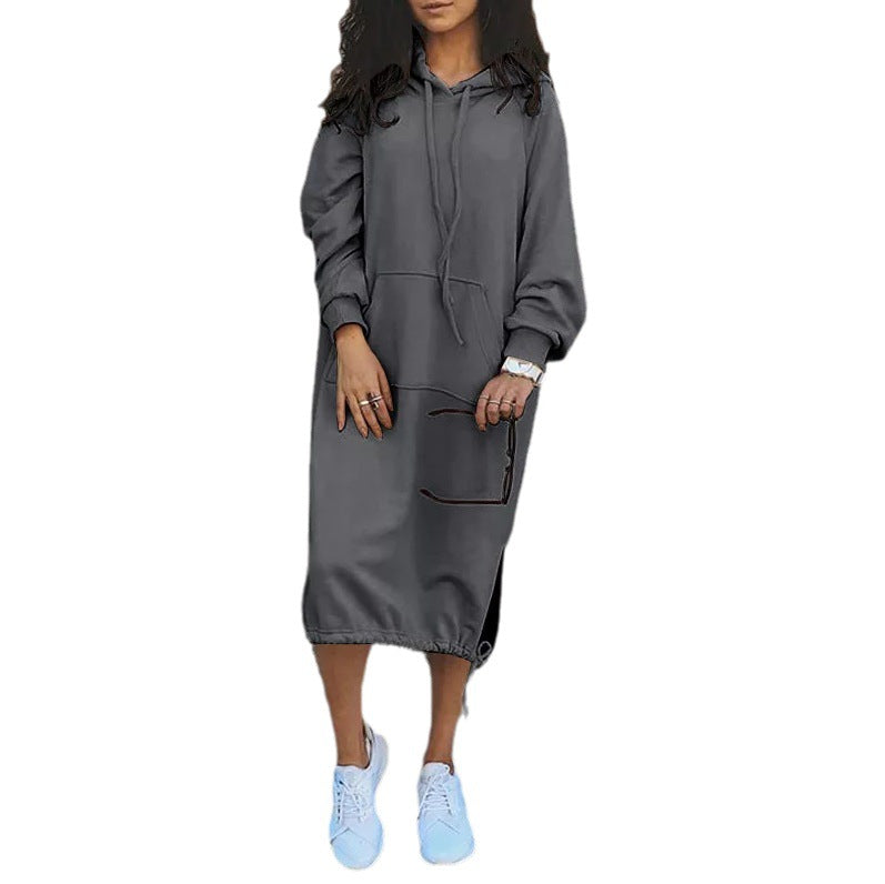 Hoodie Midi Dress with Pockets