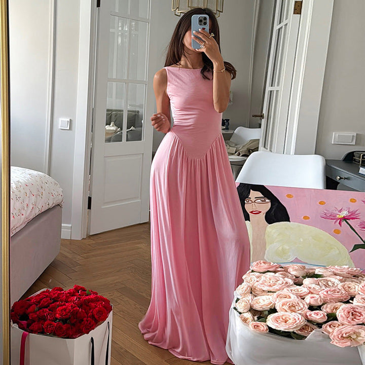 Ärmelloses asymmetrisches Maxikleid