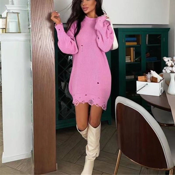Distressed Chunky Knit Dress