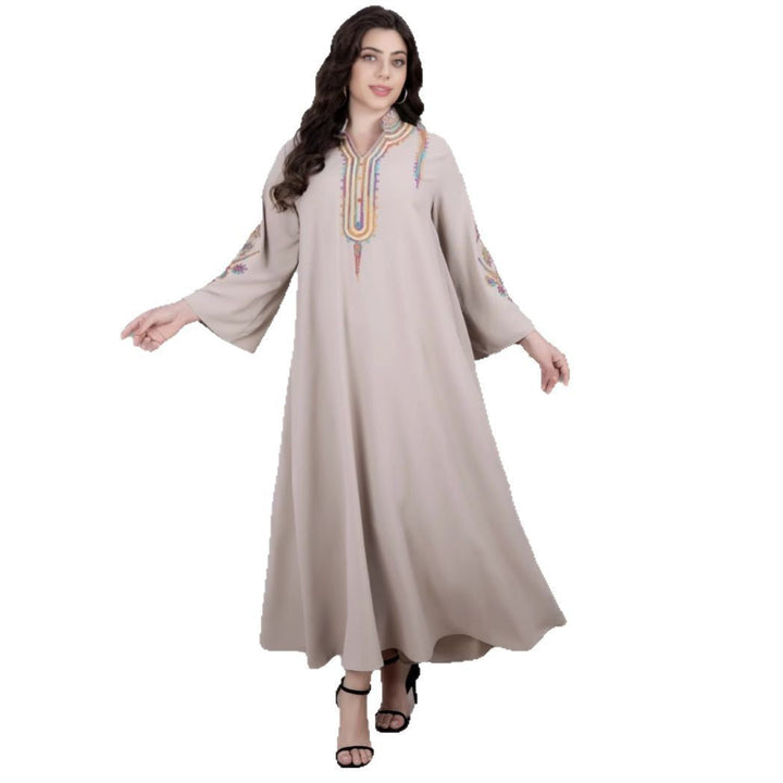 Embroidered Long Sleeve Maxi Dress