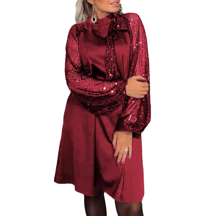 A-Line Dress with Sequin Long Sleeves