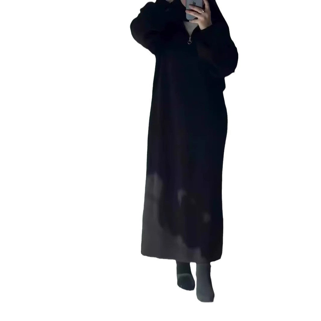 Hooded Midi Dress with Zip