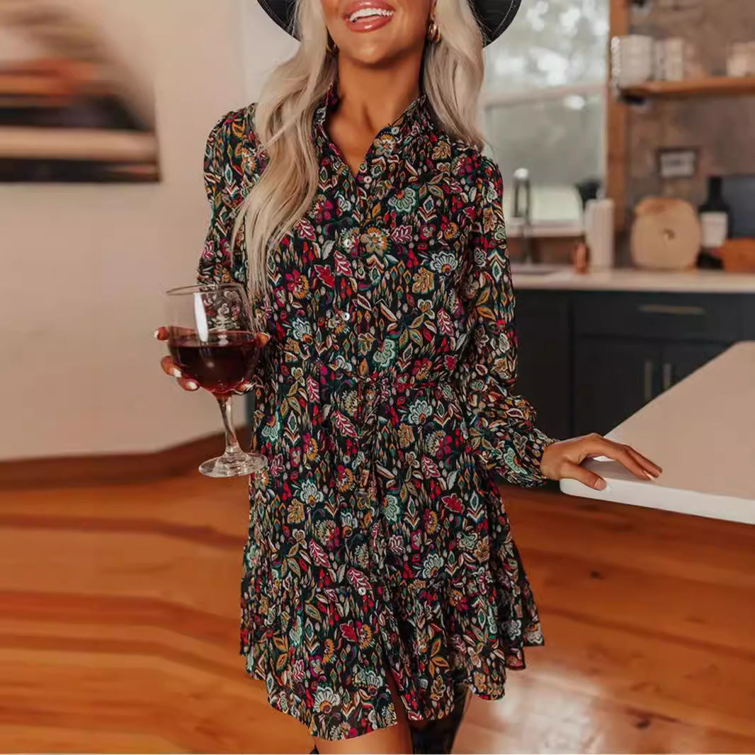 Floral Long Sleeve Mini Dress