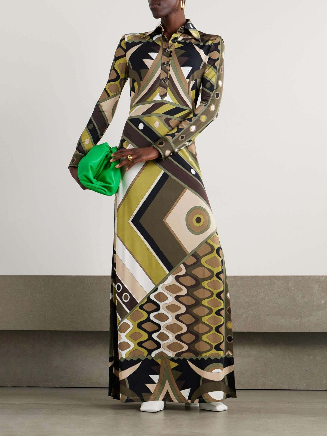 Geometric Pattern Maxi Dress with Slit