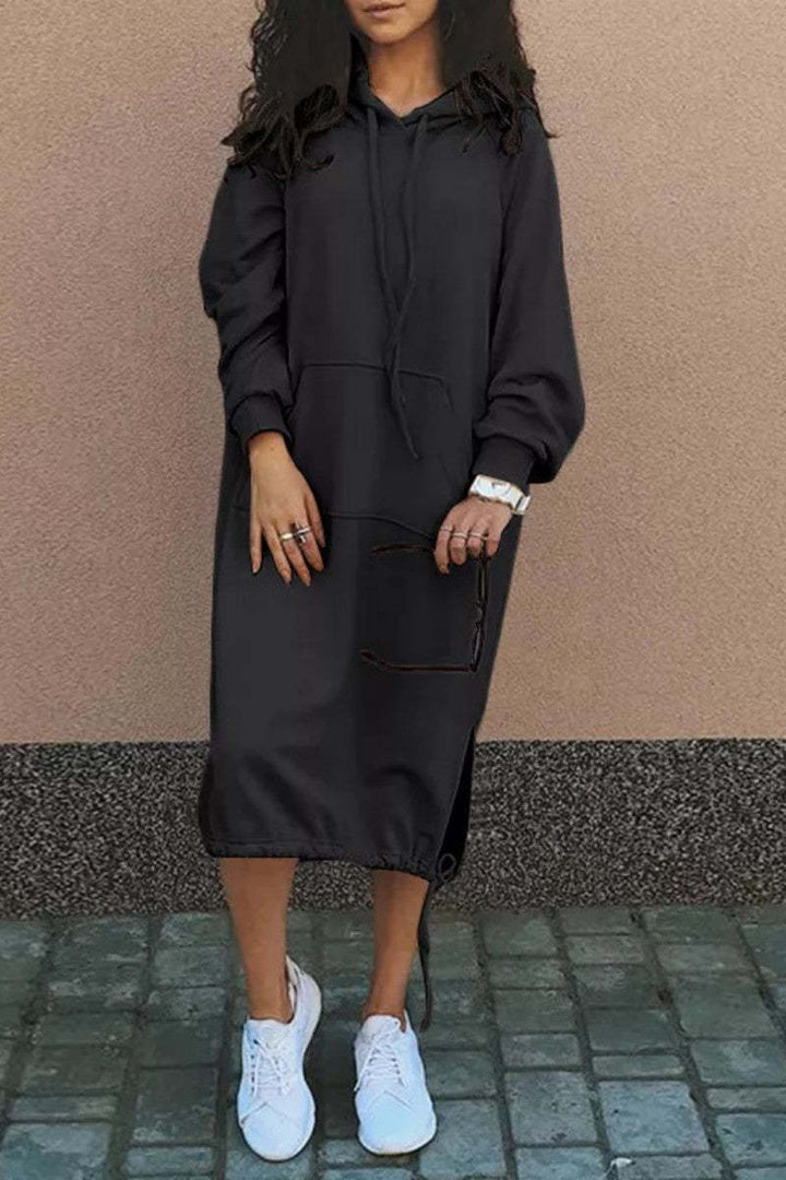 Hoodie Midi Dress with Pockets