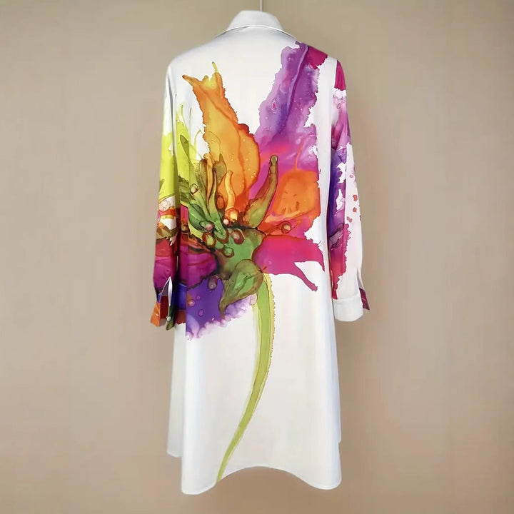 Floral Long Sleeve Shirt Dress