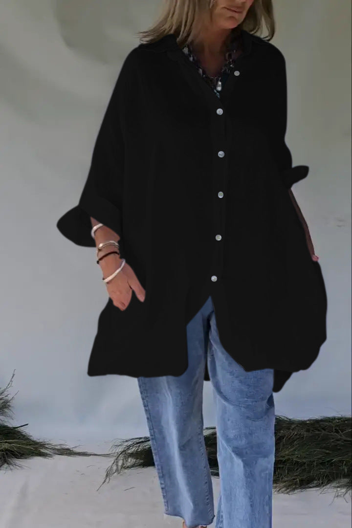 Long Sleeve Button-Down Blouse Dress