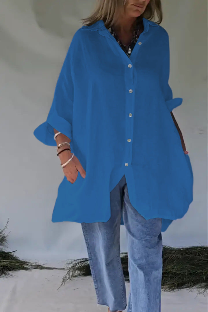 Long Sleeve Button-Down Blouse Dress