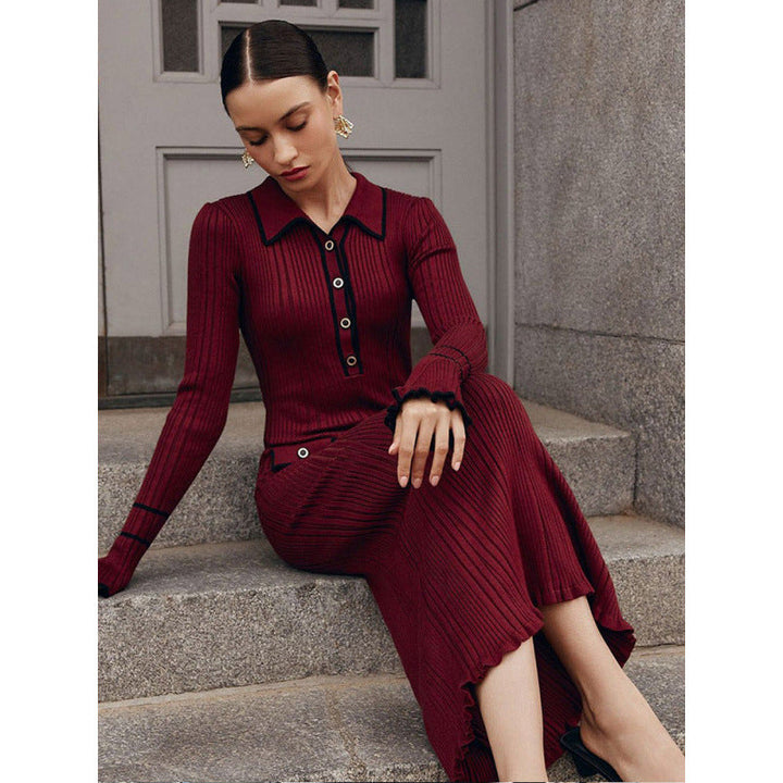 Ribbed Knit Long Sleeve Dress