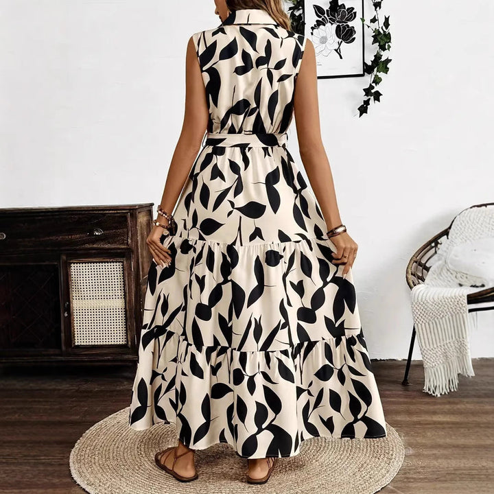 Sleeveless Maxi Dress with Abstract Print