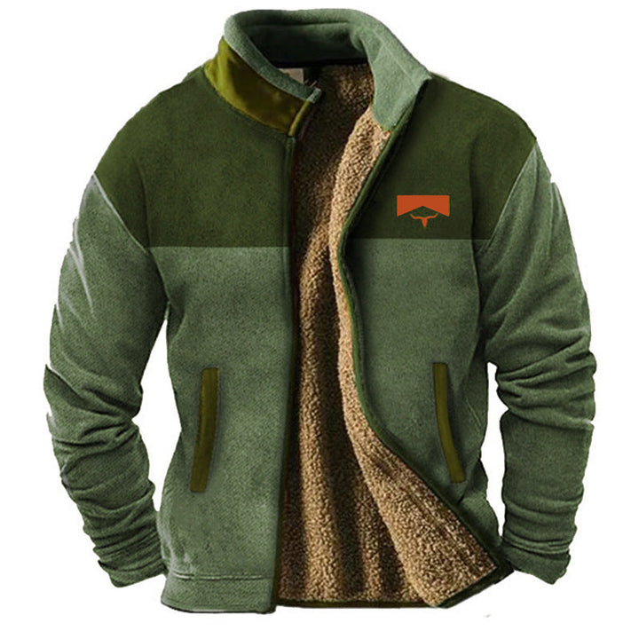 Veste zippée pour homme, doublée de peluche et à manches imprimées