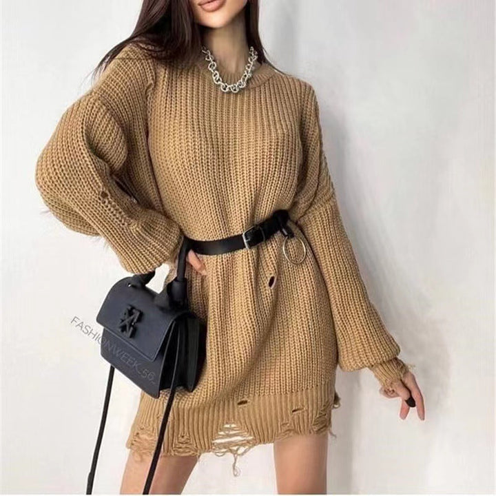 Distressed Chunky Knit Dress