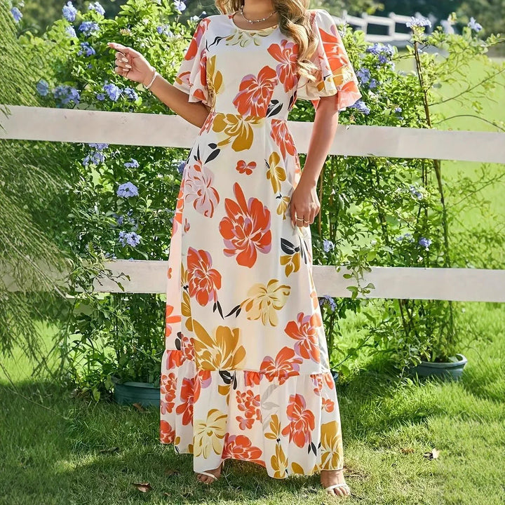 Floral Maxi Dress with Short Sleeves