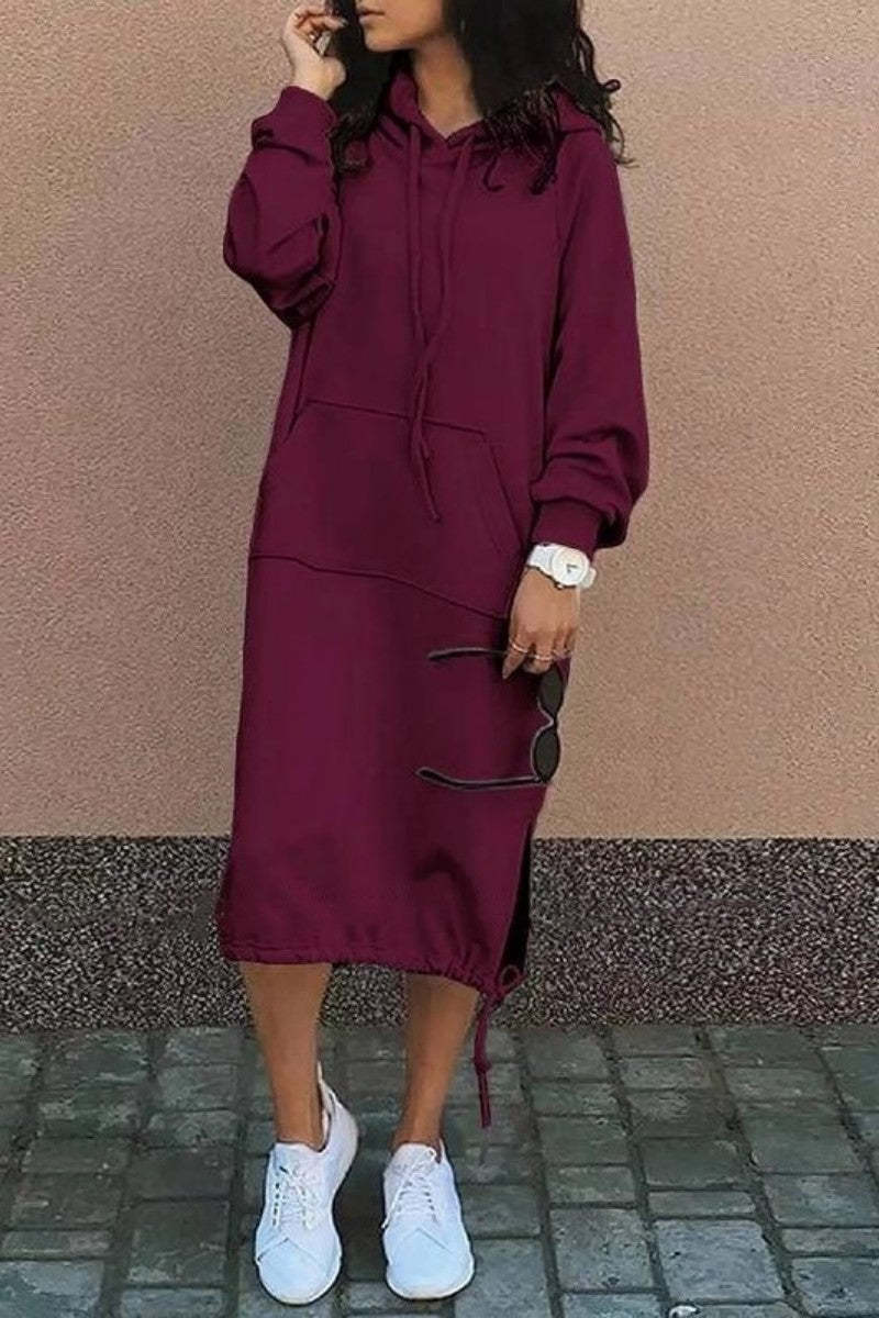 Hoodie Midi Dress with Pockets