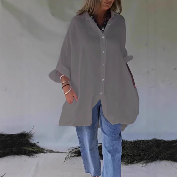 Long Sleeve Button-Down Blouse Dress
