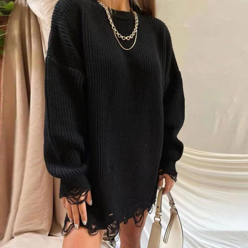 Distressed Chunky Knit Dress
