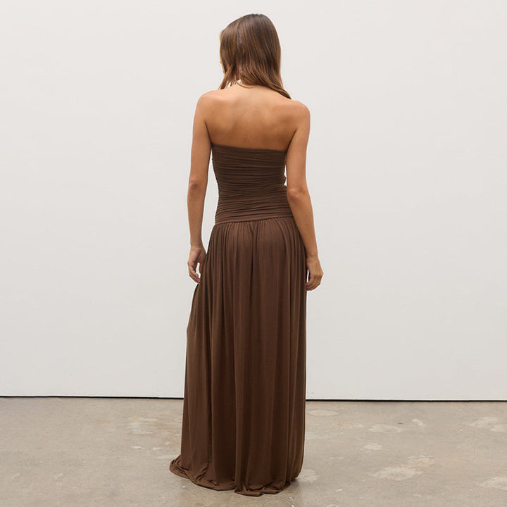 Strapless Maxi Dress with Ruched Bodice