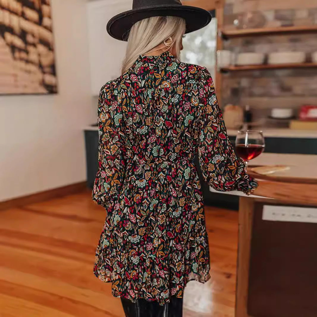 Floral Long Sleeve Mini Dress