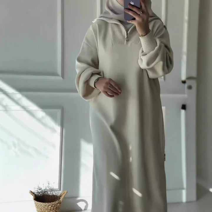 Hooded Midi Dress with Zip