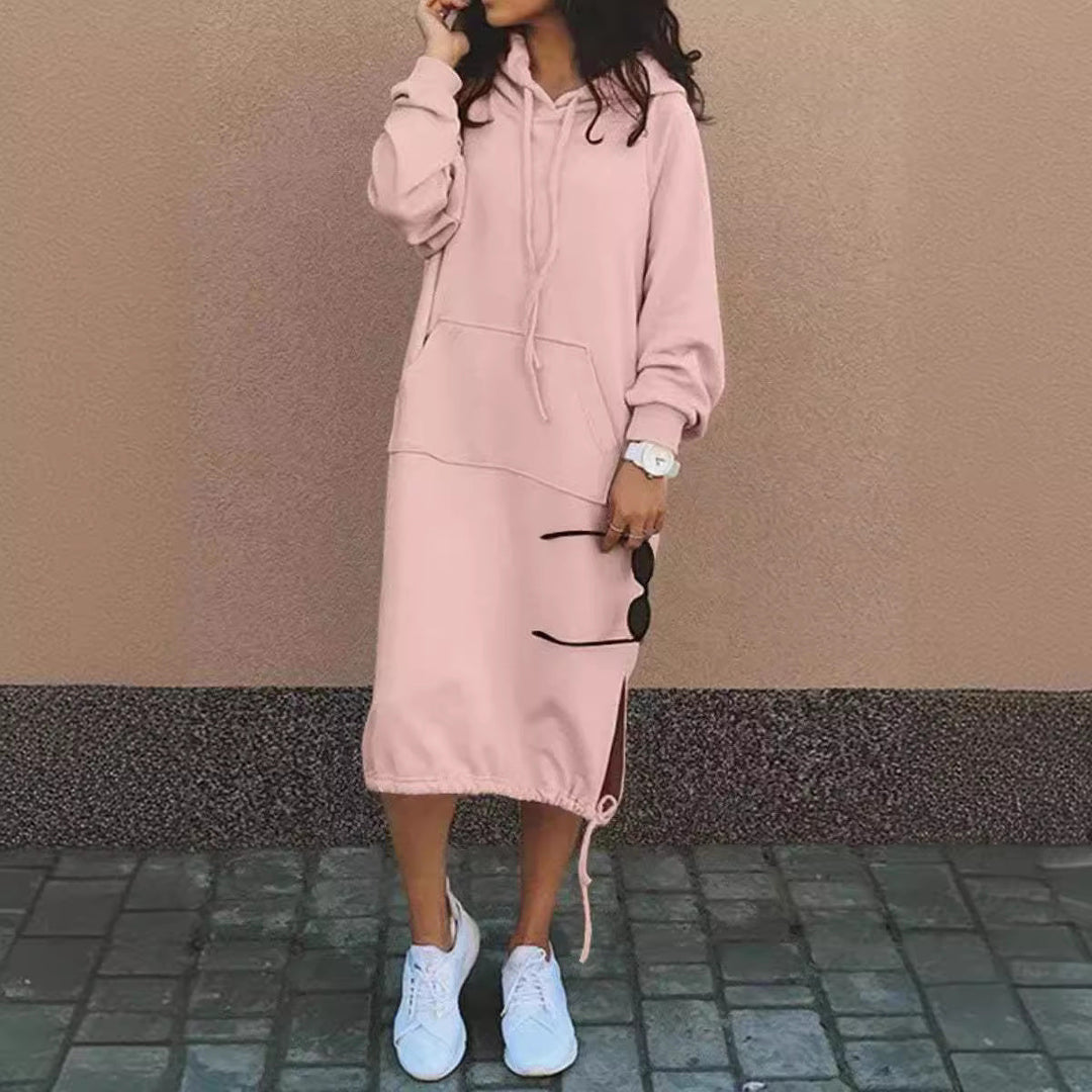 Hoodie Midi Dress with Pockets