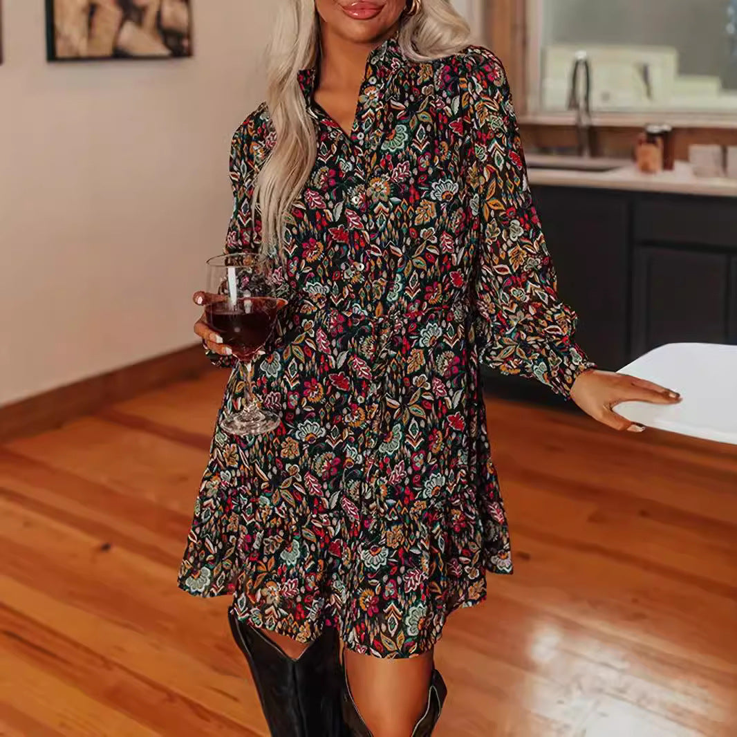 Floral Long Sleeve Mini Dress
