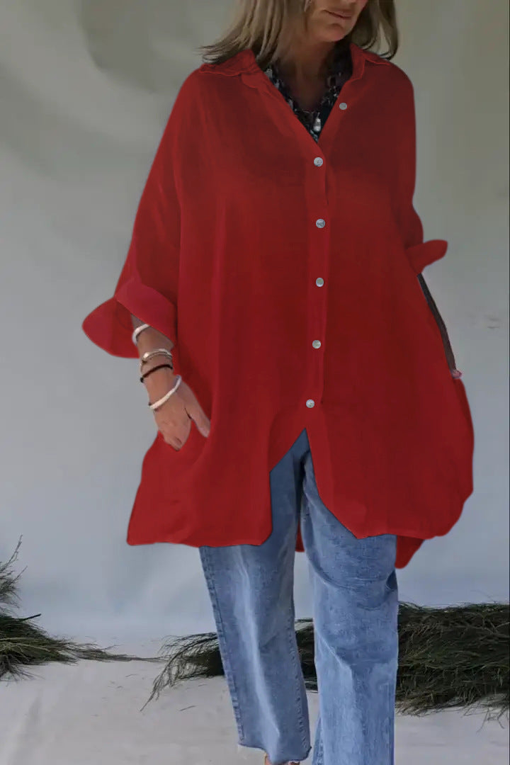 Long Sleeve Button-Down Blouse Dress