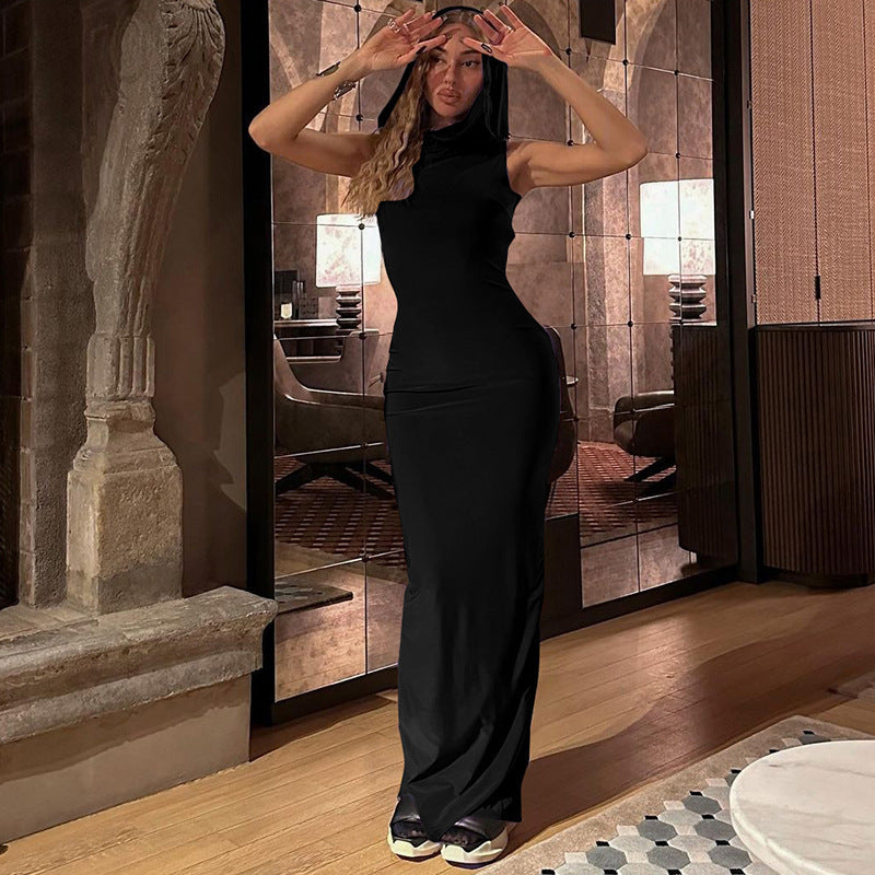 Sleeveless Hooded Maxi Dress