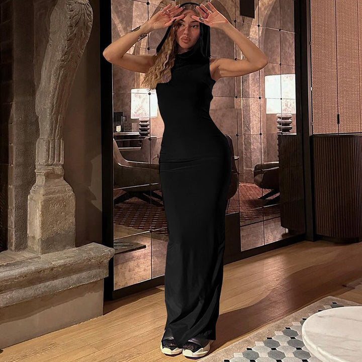 Sleeveless Hooded Maxi Dress