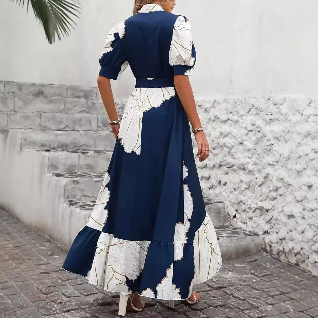 Floral Maxi Dress with Puff Sleeves and Slit