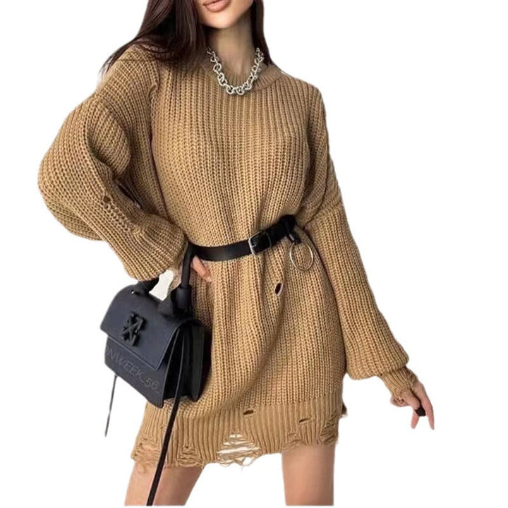 Distressed Chunky Knit Dress