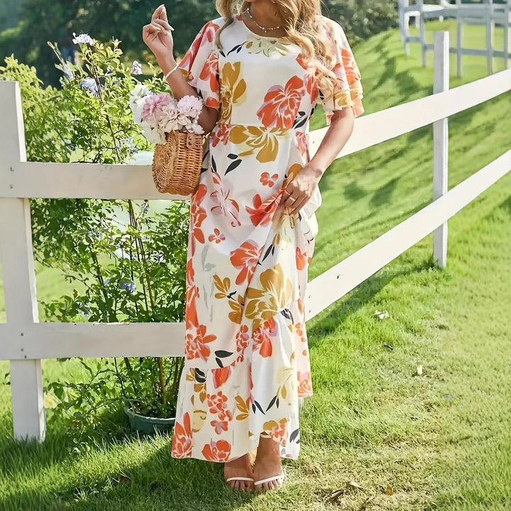 Floral Maxi Dress with Short Sleeves
