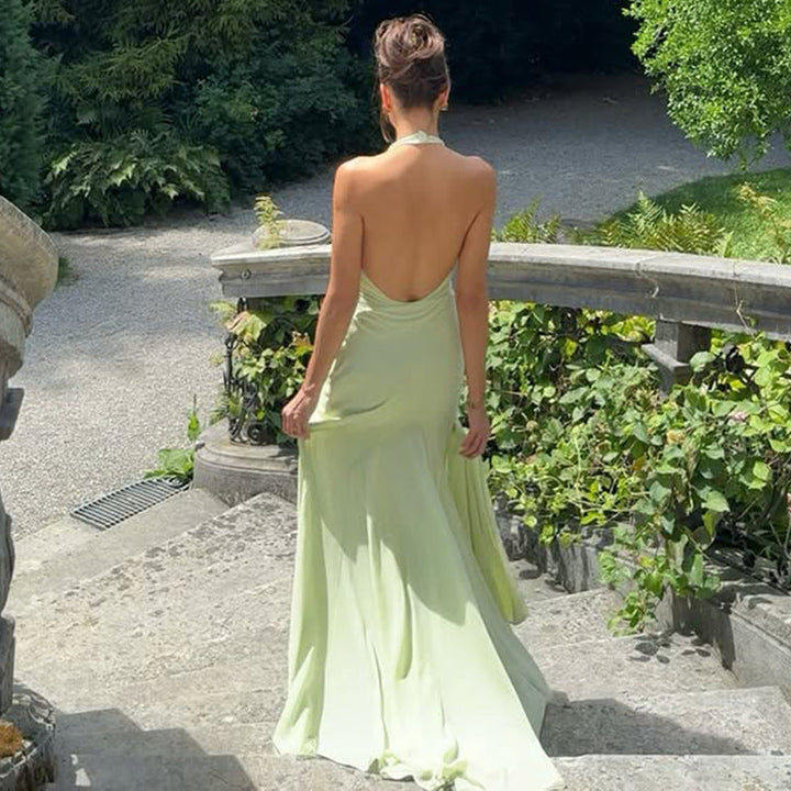 Maxi Dress with Deep V-Neck and Slit