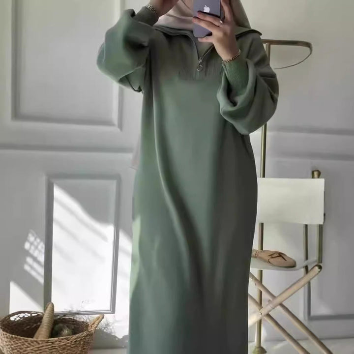 Hooded Midi Dress with Zip