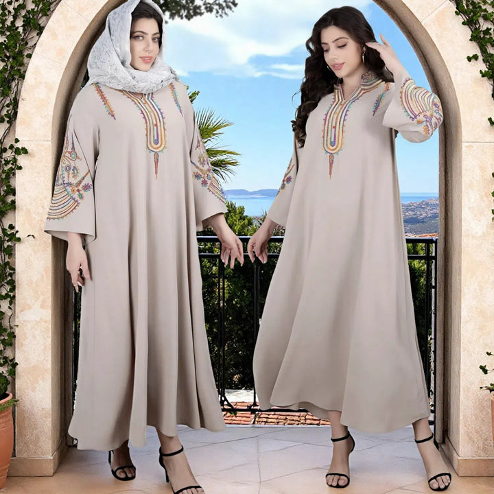 Embroidered Long Sleeve Maxi Dress
