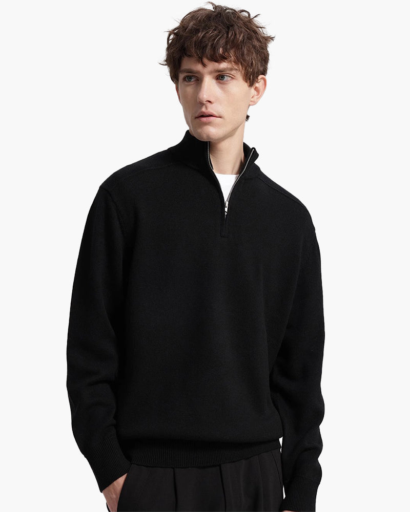 Merino Wool Sweater with Zip | Comfort and Elegance
