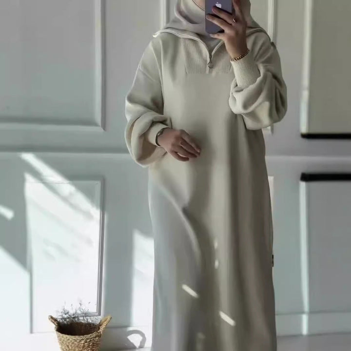 Hooded Midi Dress with Zip