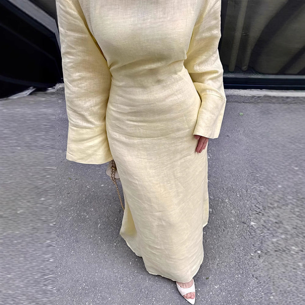 Long Sleeve Maxi Dress with Flared Sleeves
