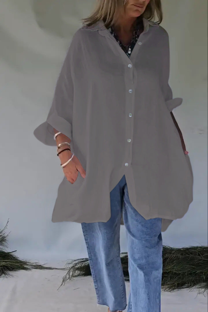 Long Sleeve Button-Down Blouse Dress