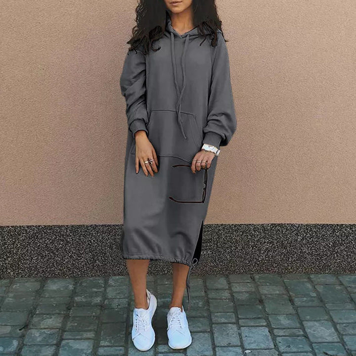 Hoodie Midi Dress with Pockets