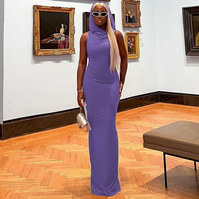 Sleeveless Hooded Maxi Dress