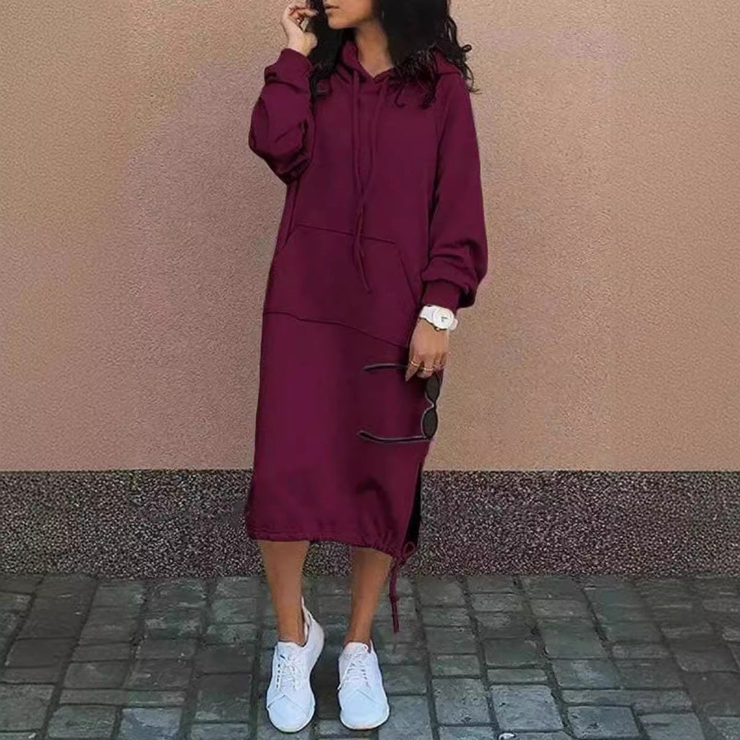 Hoodie Midi Dress with Pockets