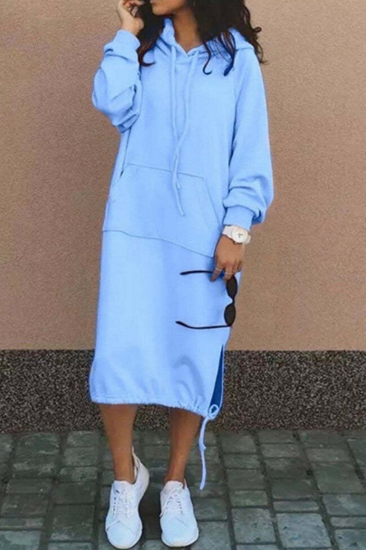 Hoodie Midi Dress with Pockets
