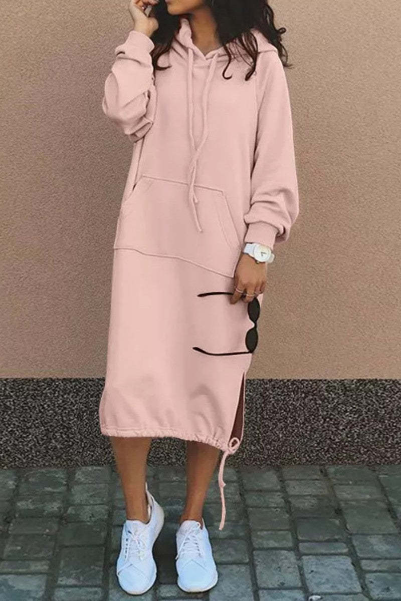 Hoodie Midi Dress with Pockets