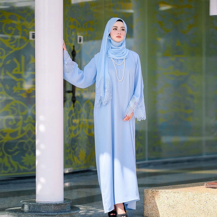 Maxi Dress with Floral Lace Sleeves