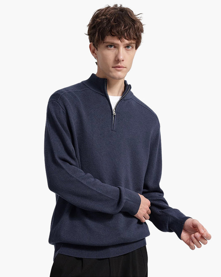 Merino Wool Sweater with Zip | Comfort and Elegance