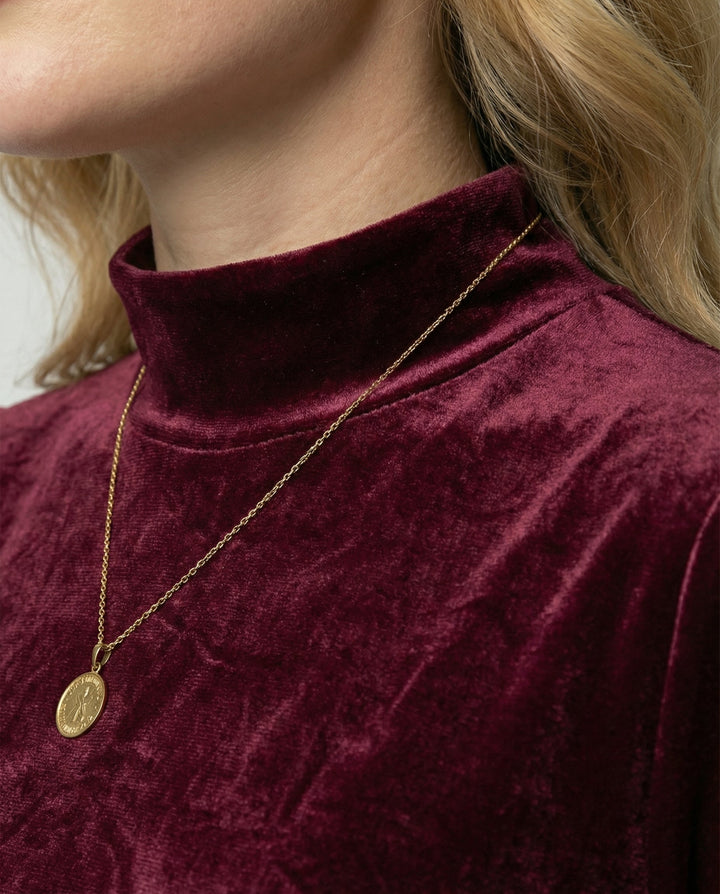 Velvet Long Sleeve Dress with Smocked Waist