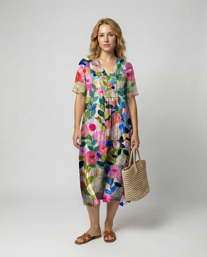 Floral V-Neck Midi Dress