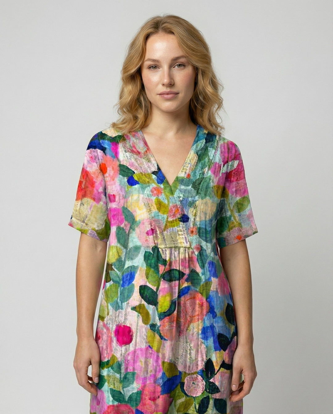 Floral V-Neck Midi Dress